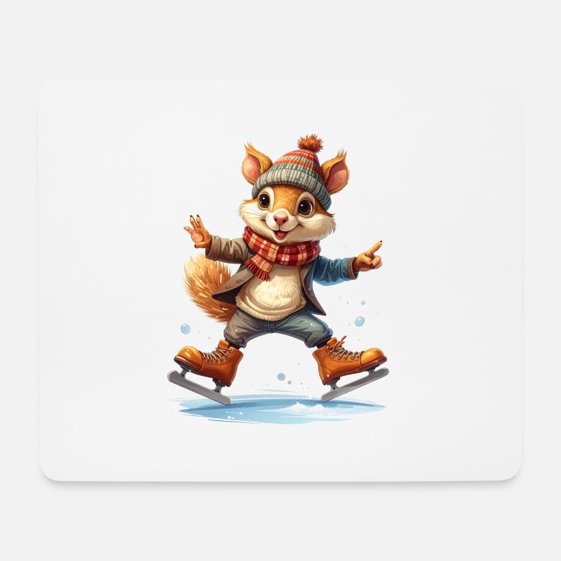 Ein Eichhörnchen fährt Schlittschuh - Mousepad (Querformat) - Weiß