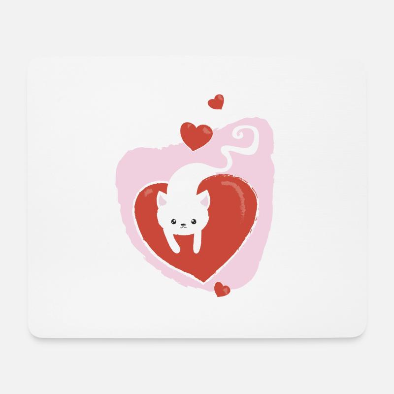 Chat d'amour blanc - Tapis de souris (format paysage) - blanc