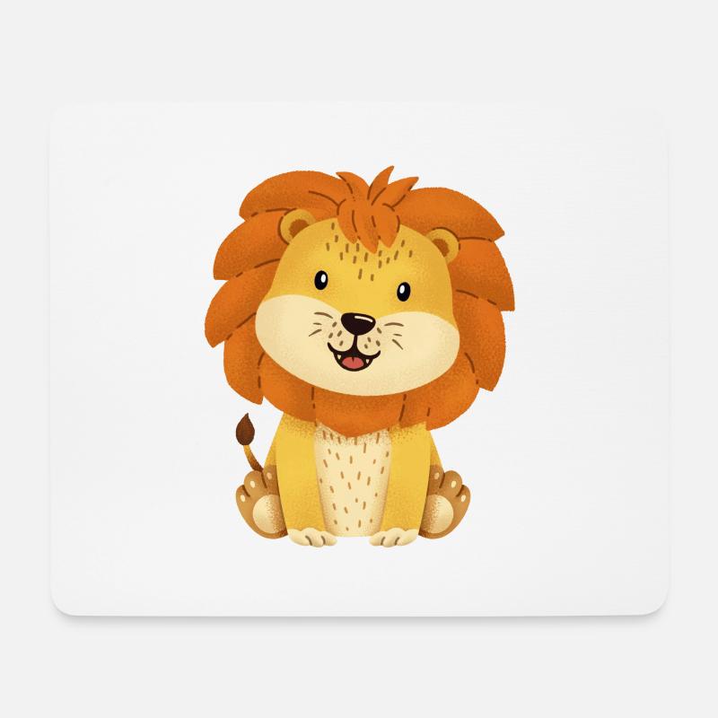 Löwe - Mousepad (Querformat) - Weiß