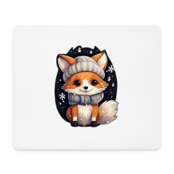 Renard dans la nuit d’hiver - Tapis de souris (format paysage) - blanc - Devant