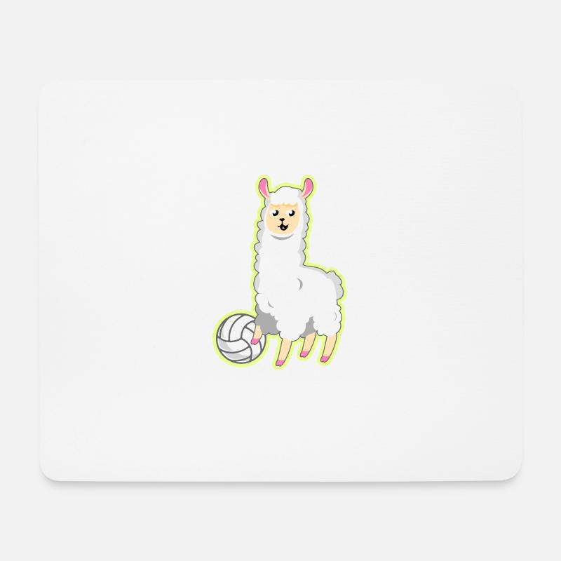 Volleyball Lama - Mousepad (Querformat) - Weiß