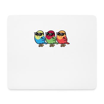 Drei Weiße Vögel Mit Sonnenbrille - Mousepad (Querformat) - Weiß - Vorne