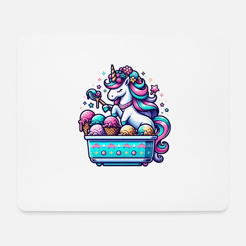 Magische Einhorn-Eiscreme-Maschine - Mousepad (Querformat) - Weiß