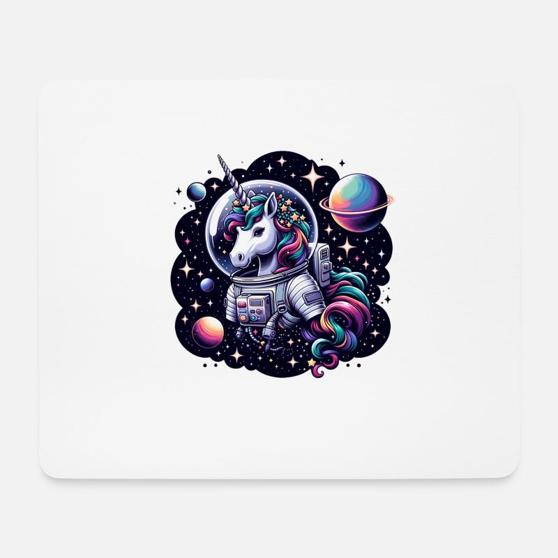 Einhorn in der Sternengalaxie - Mousepad (Querformat) - Weiß