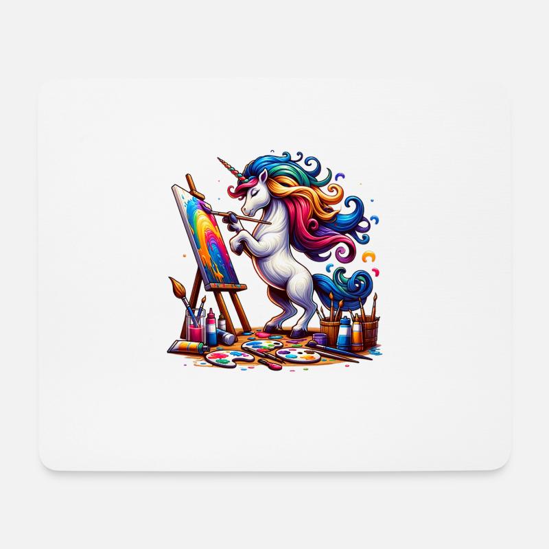 Maler Einhorn Kunst für einen Frauen, Mädchen und - Mousepad (Querformat) - Weiß