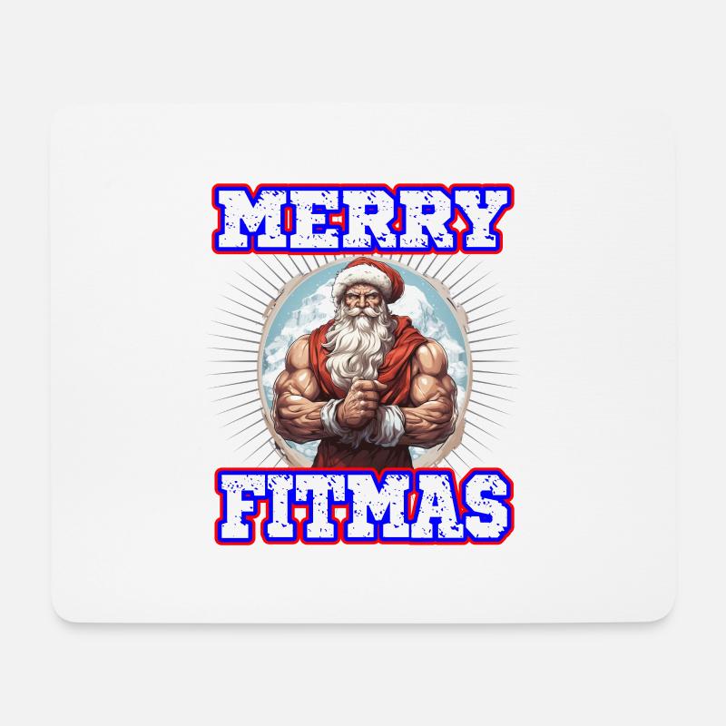 Weihnachtsmann Merry Fitmas Gym Workout - Mousepad (Querformat) - Weiß