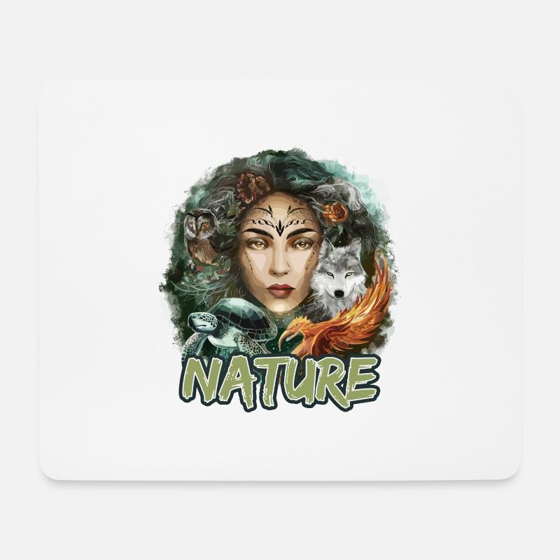 Natur Wolf Eule Schildkröte Frau für - Mousepad (Querformat) - Weiß