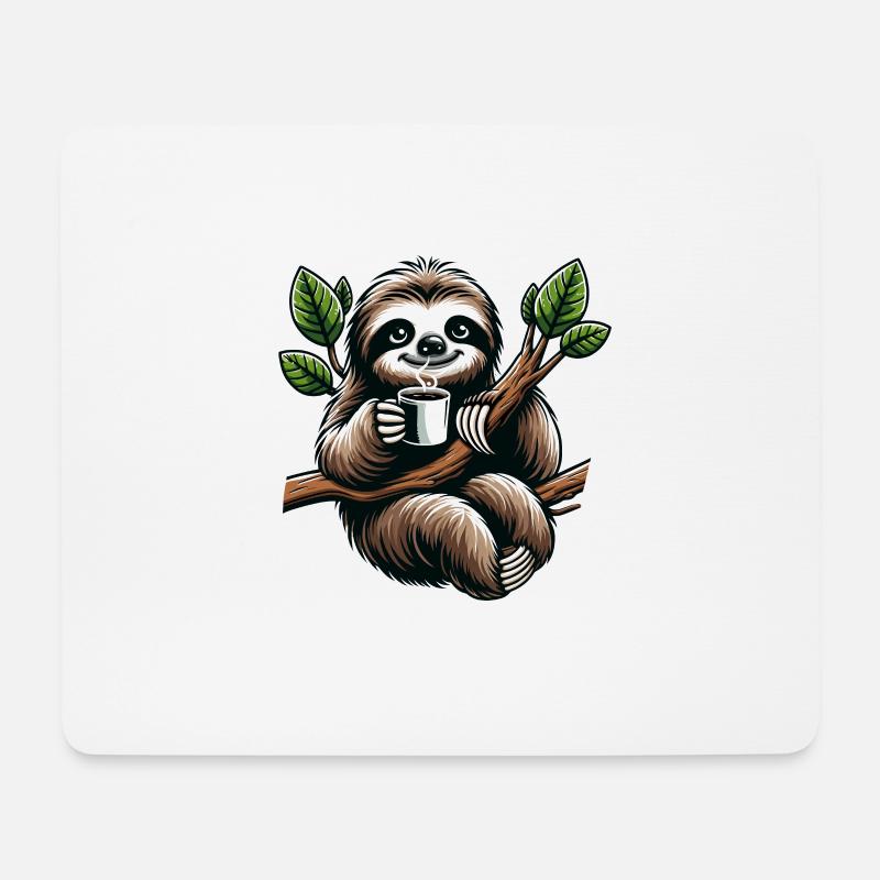Entspannendes Faultier Kaffee-Liebhaber Spaß - Mousepad (Querformat) - Weiß