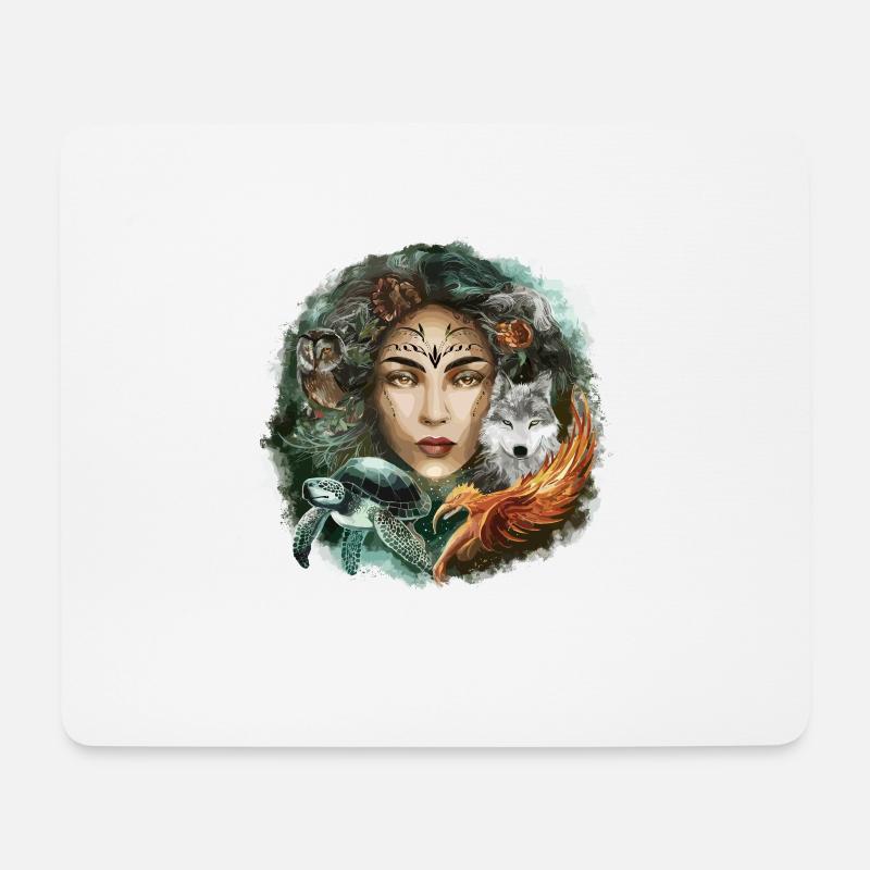 Wildlife Stamm Wolf Eule Schildkröte Frau für - Mousepad (Querformat) - Weiß