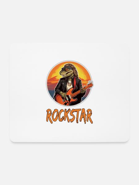 Reptil-Musiker mit E-Gitarre - Mousepad (Querformat) - Weiß