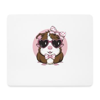 Coole Meerschweinchen mit Herz-Sonnenbrille - Mousepad (Querformat) - Weiß - Vorne