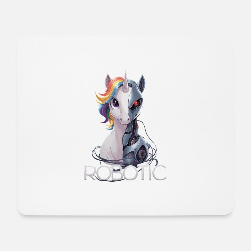 Lustiges Einhorn Roboter Robotic Kuscheln Cyborg - Mousepad (Querformat) - Weiß