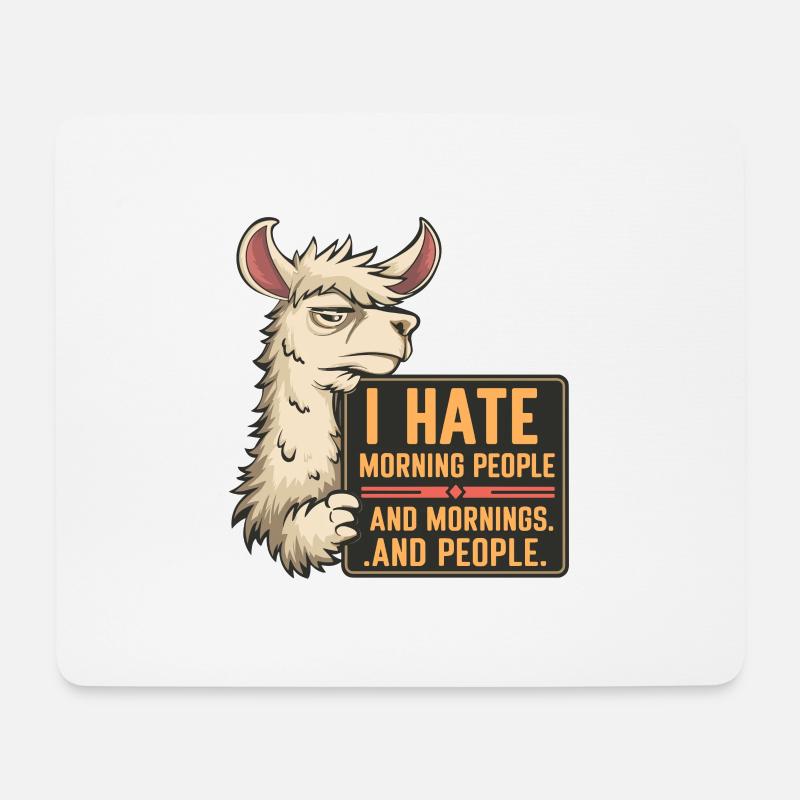 I Hate Morning People für einen Morgenmuffel - Mousepad (Querformat) - Weiß