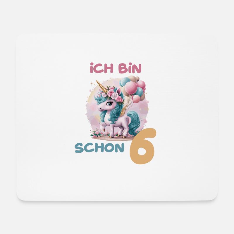 Magisches Einhorn Ballon 6 Geburtstag Vierter - Mousepad (Querformat) - Weiß