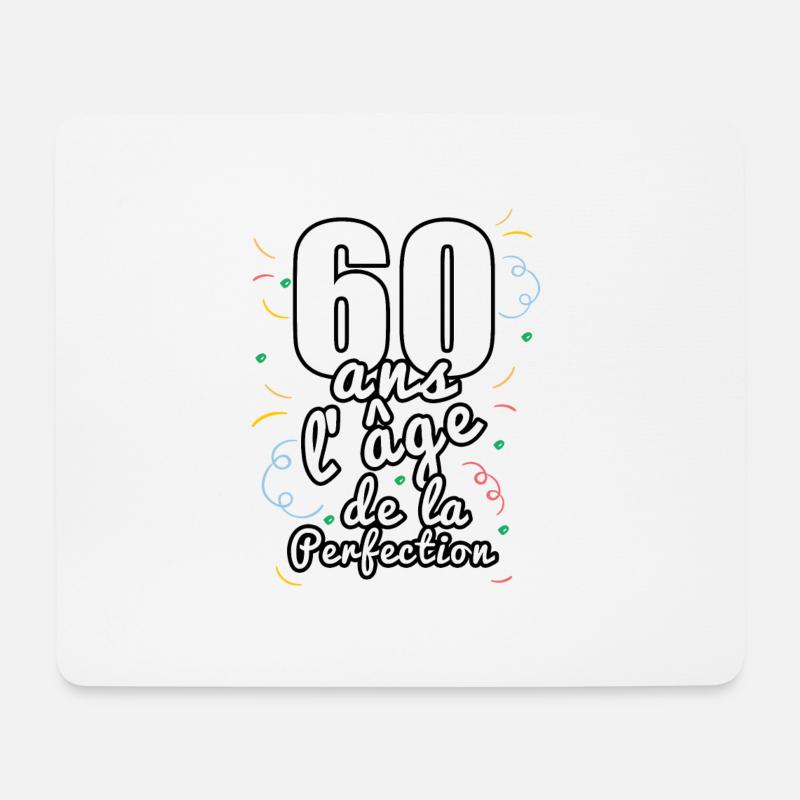 60 ans - Tapis de souris (format paysage) - blanc