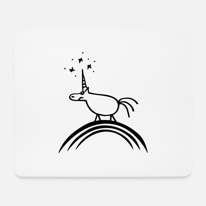 Lustiges Strichmännchen Einhorn Unicorn Regenbogen - Mousepad (Querformat) - Weiß