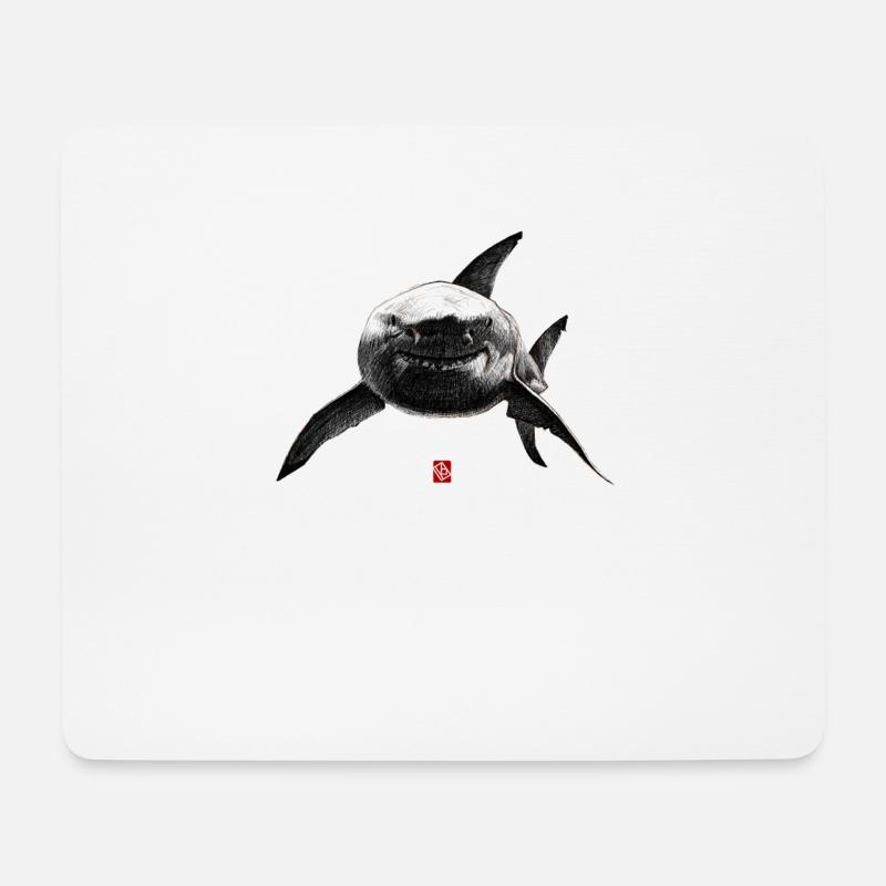 Flüchtiger Haifisch - Mousepad (Querformat) - Weiß
