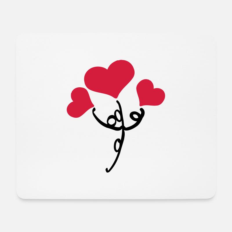 Rote Herzen Blume - Mousepad (Querformat) - Weiß