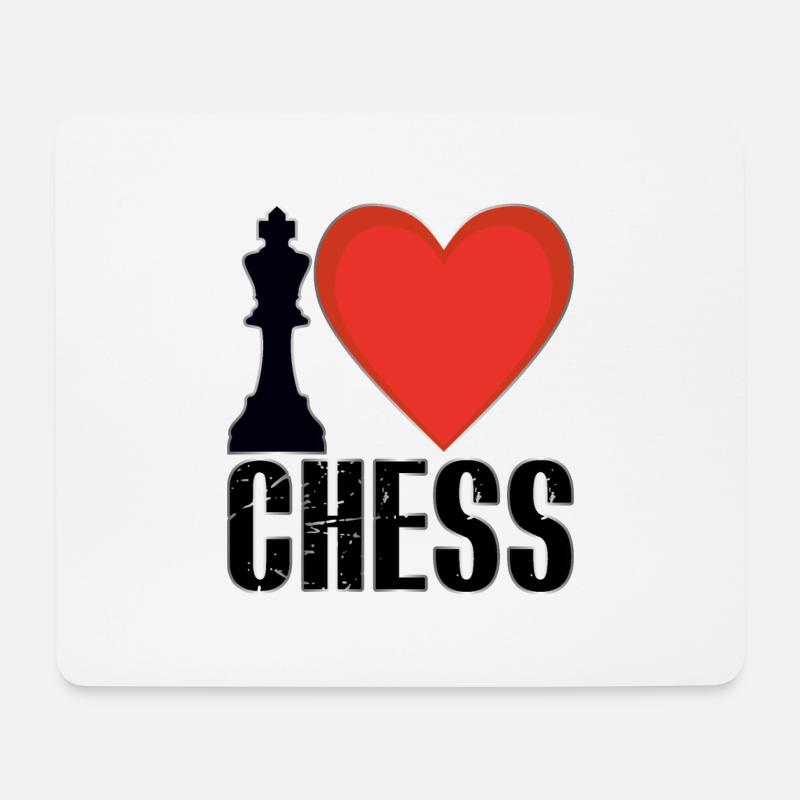 I love CHESS - Mouse Pad (horizontal) - white