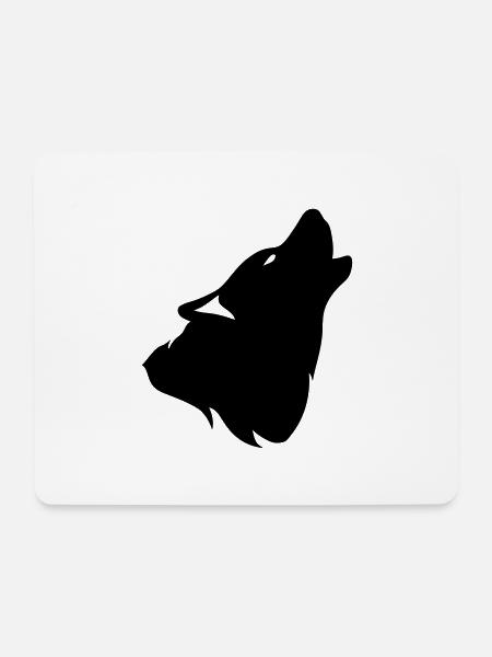 Howling Wolf Silhouette Schatten shadow0 - Mousepad (Querformat) - Weiß