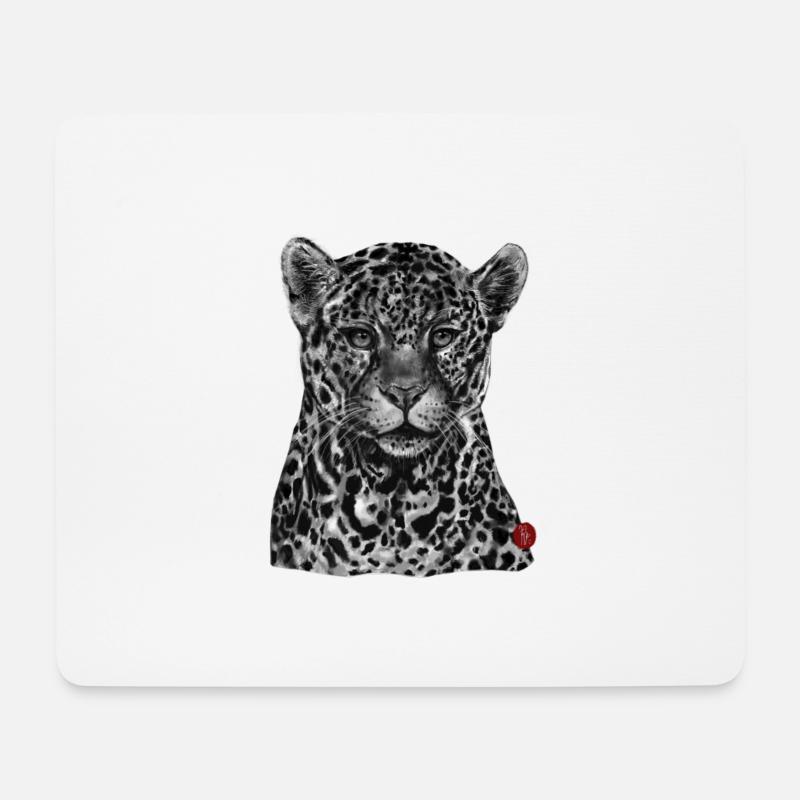 Leopard - Mousepad (Querformat) - Weiß