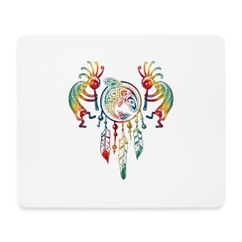 Capteur de rêves de baleines Kokopelli amérindien 1 - Tapis de souris (format paysage) - blanc - Devant
