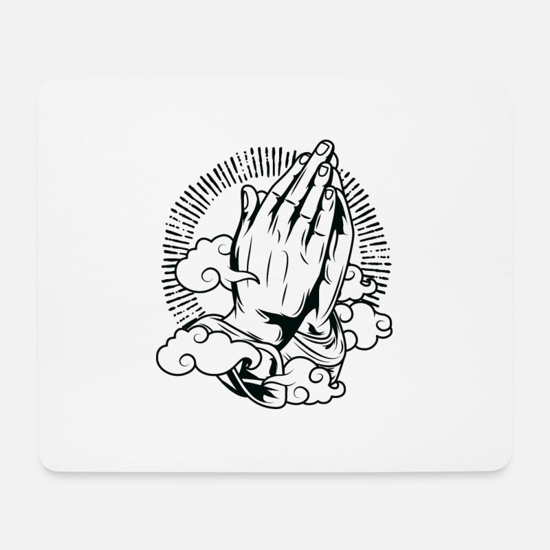 Praying Hands Betende Hände zu Gott Religion - Mousepad (Querformat) - Weiß