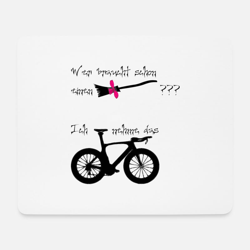 Fahrrad statt Besen ! - Mousepad (Querformat) - Weiß