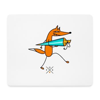 Schlauer Fuchs mit Zuckertüte - Mousepad (Querformat) - Weiß - Vorne