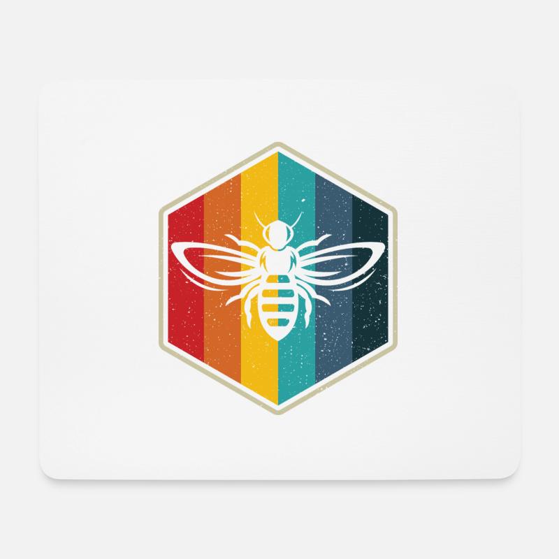 Bienen retro Sechseck Imker - Mousepad (Querformat) - Weiß