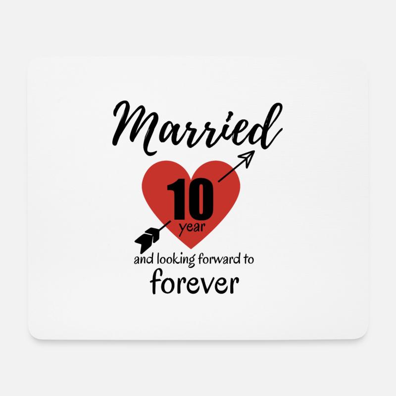 10ème anniversaire de mariage - Tapis de souris (format paysage) - blanc