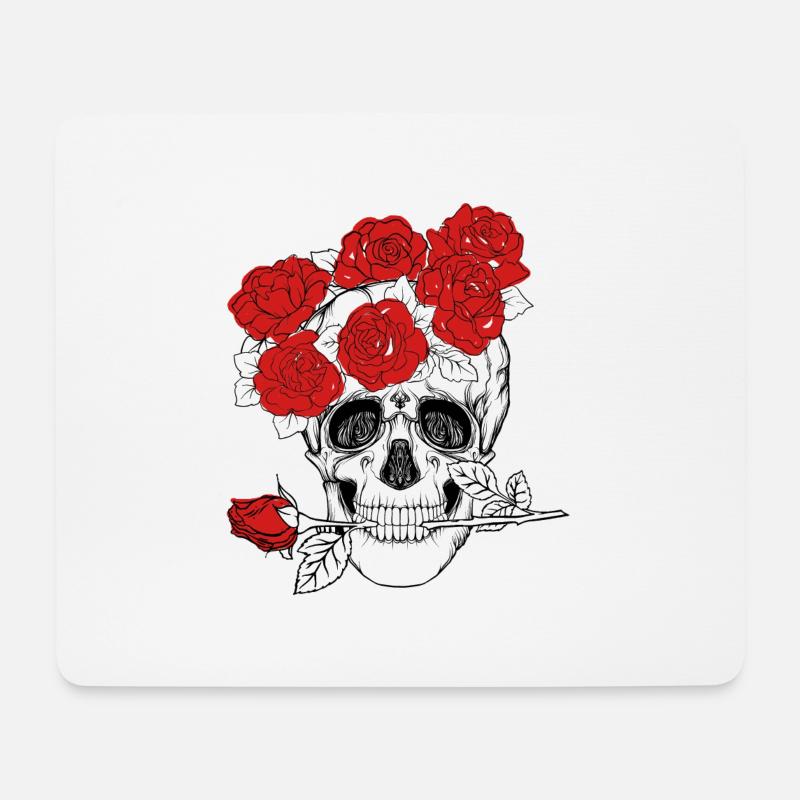 tête de mort - Tapis de souris (format paysage) - blanc