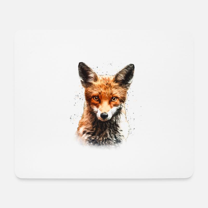 Fuchs mit Farbklecksen - Mousepad (Querformat) - Weiß