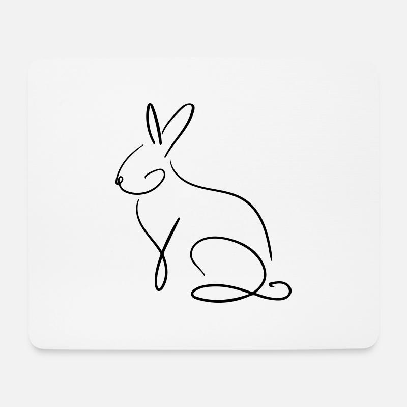 Hase Line Art - Minimalistisch - Mousepad (Querformat) - Weiß