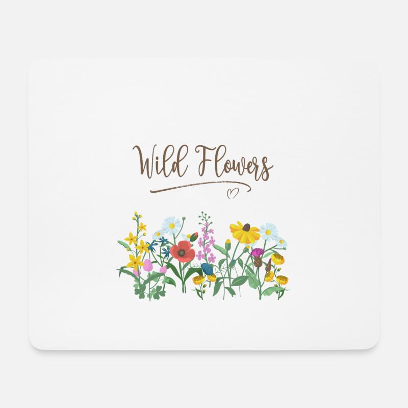 Wild Flowers, Wildblumen, Blumen - Mousepad (Querformat) - Weiß