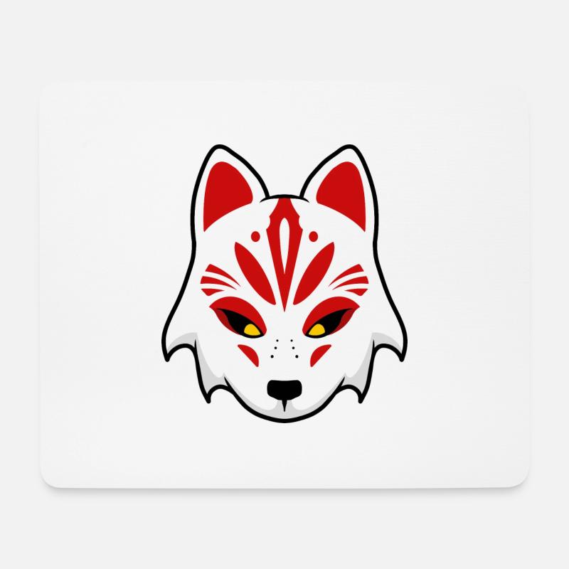 Kitsune - Mousepad (Querformat) - Weiß