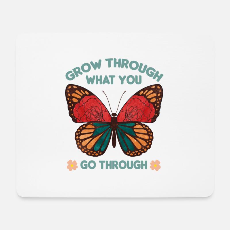 Schmetterling Blume blumig Sprüche Spruch Blumen - Mousepad (Querformat) - Weiß