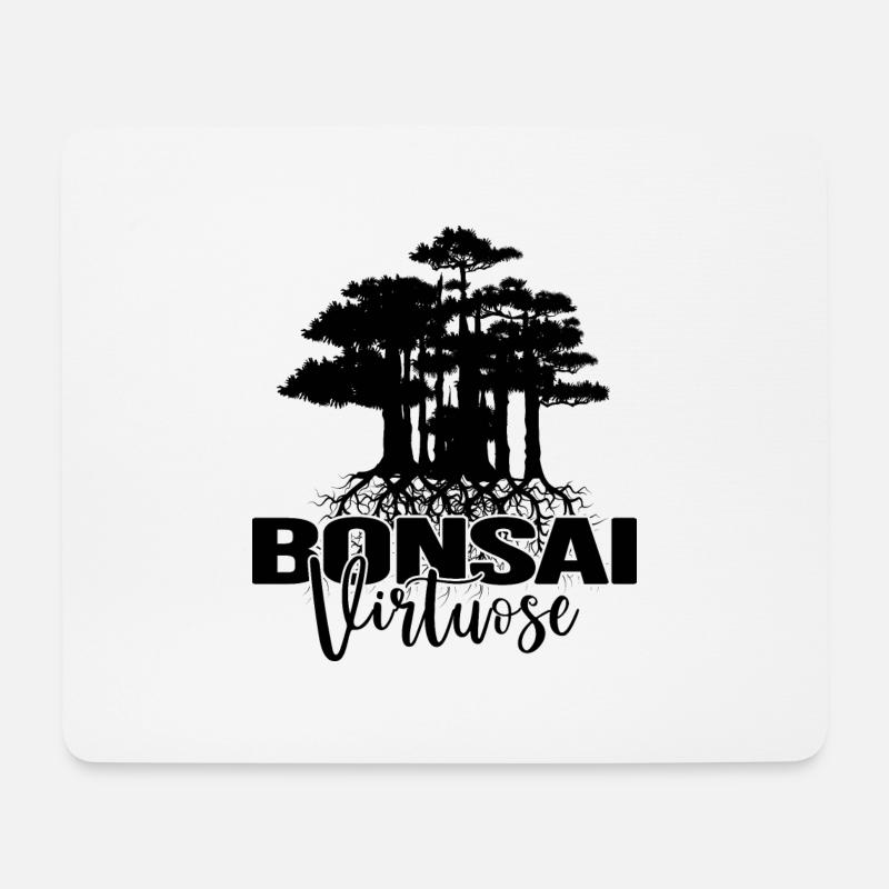 BONSAI-Wäldchen Yamadori Nebari Bonsai-Baum - Mousepad (Querformat) - Weiß