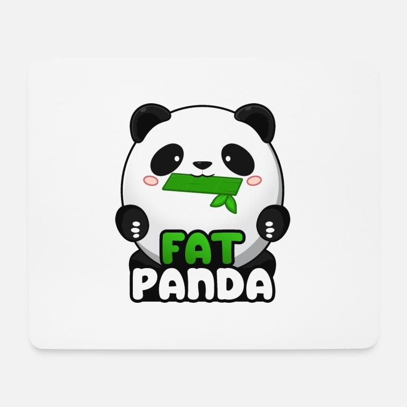 Fat Panda mit Bambus - Pandabär Cute Kawaii ^_^ - Mousepad (Querformat) - Weiß