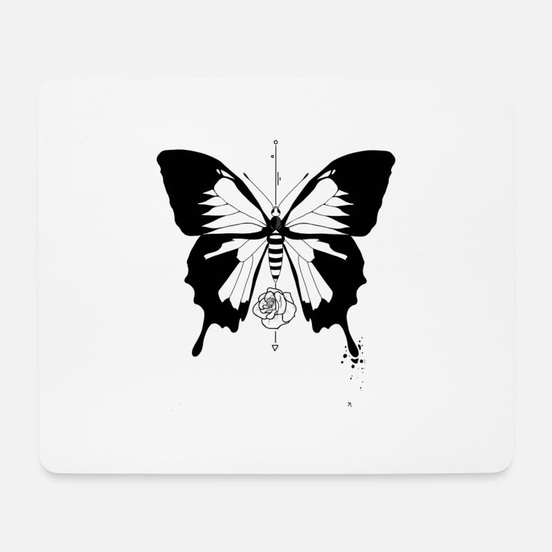 Butterfly with rose - Mouse Pad (horizontal) - white