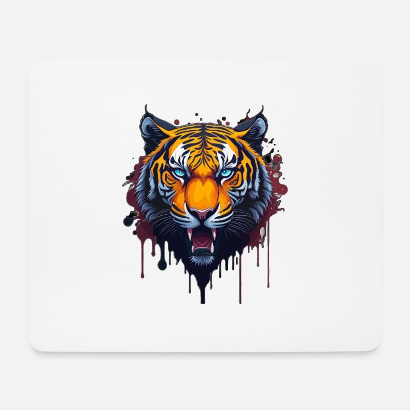 WILDES TIGER DESIGN SPLASH ART - Mousepad (Querformat) - Weiß