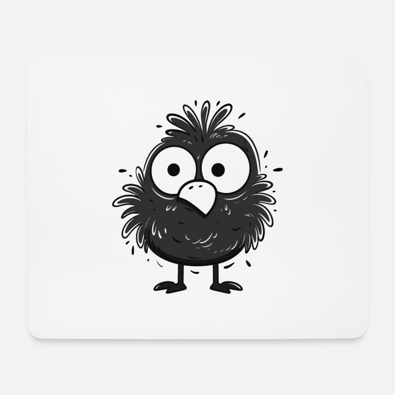 Netter kleiner schwarzer Vogel - Mousepad (Querformat) - Weiß