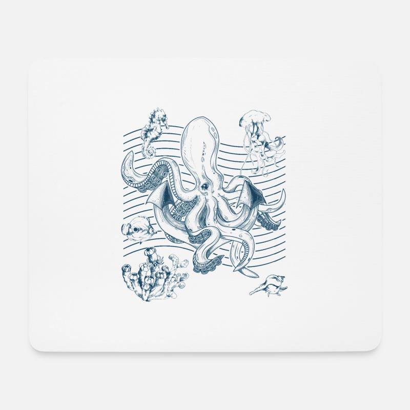 Oktopus-Taucher Fans der Meereswelt - Mousepad (Querformat) - Weiß