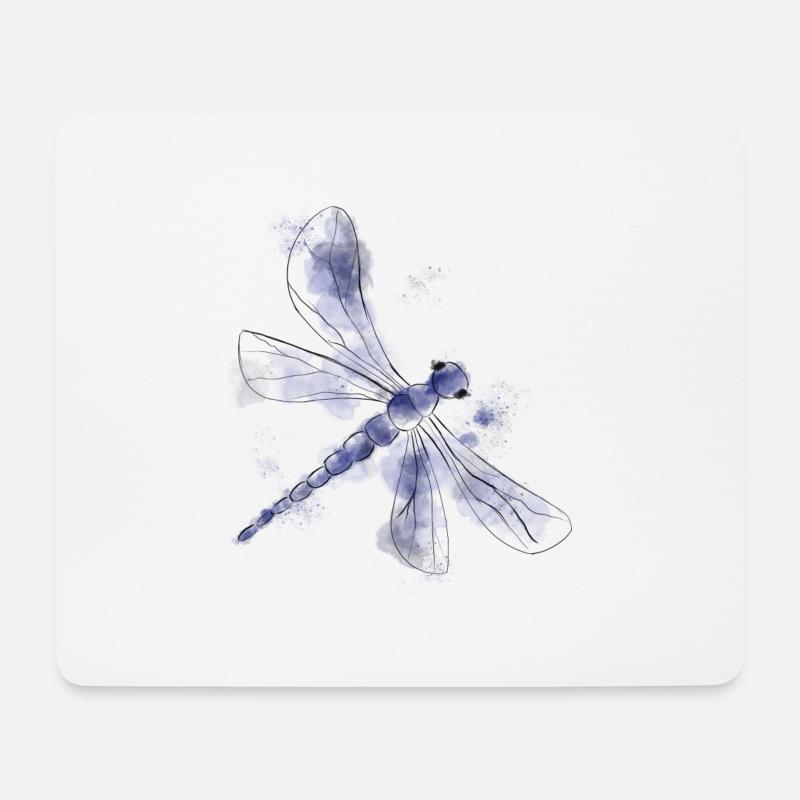 Blaue Libelle - Mousepad (Querformat) - Weiß