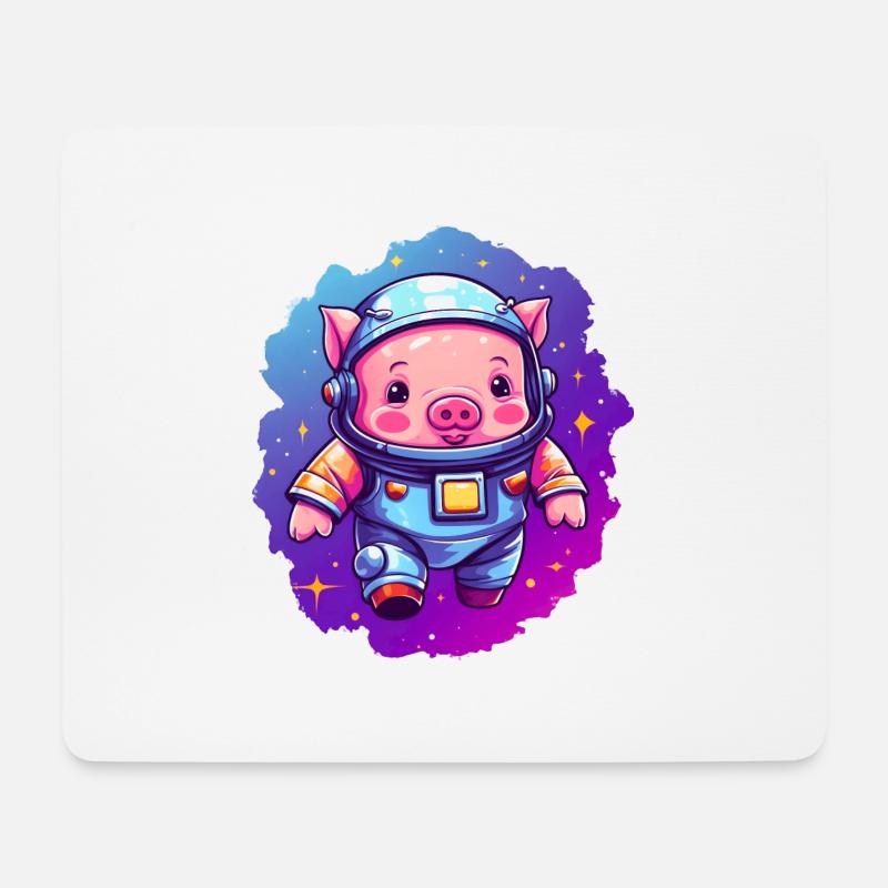 Doux cochon dans l’espace! - Tapis de souris (format paysage) - blanc