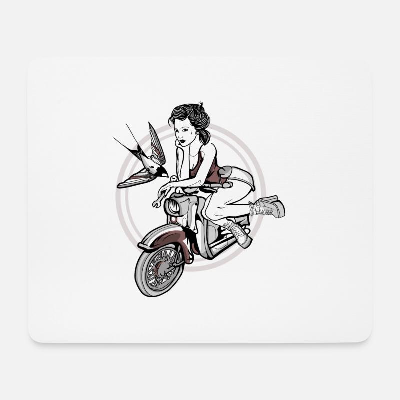 Schwalbe Lady // Illustration - Mousepad (Querformat) - Weiß