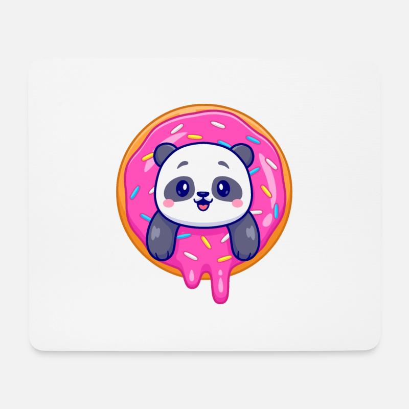 Süßes Pandababy und ein süßer Dounat - Mousepad (Querformat) - Weiß
