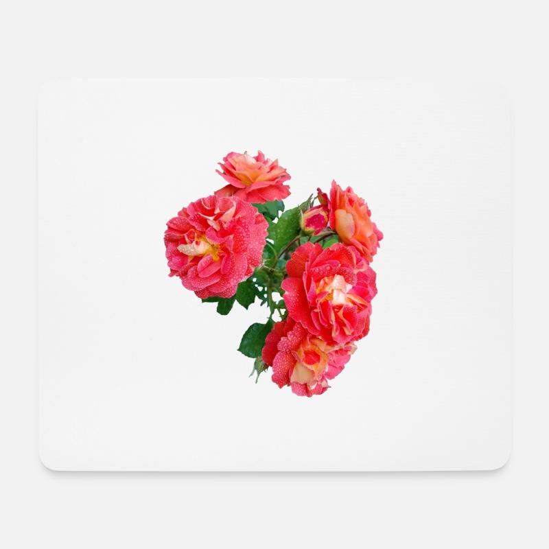 Red rose bush - Mouse Pad (horizontal) - white