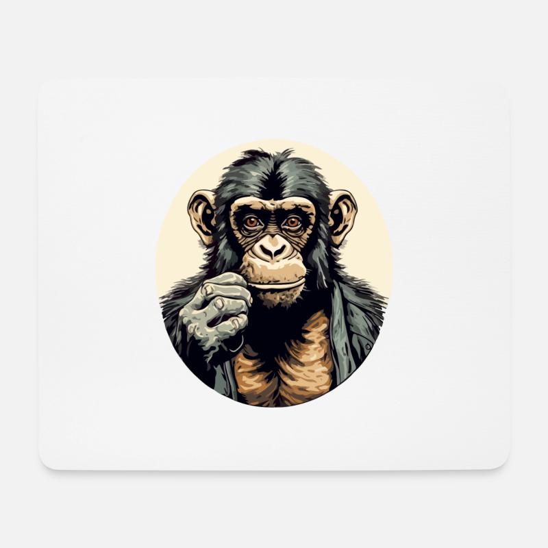 Haki der Schimpanse - Mousepad (Querformat) - Weiß