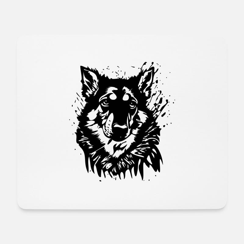 Weinlese Zeichnung Retro Hundekopf Grafiti - Mousepad (Querformat) - Weiß